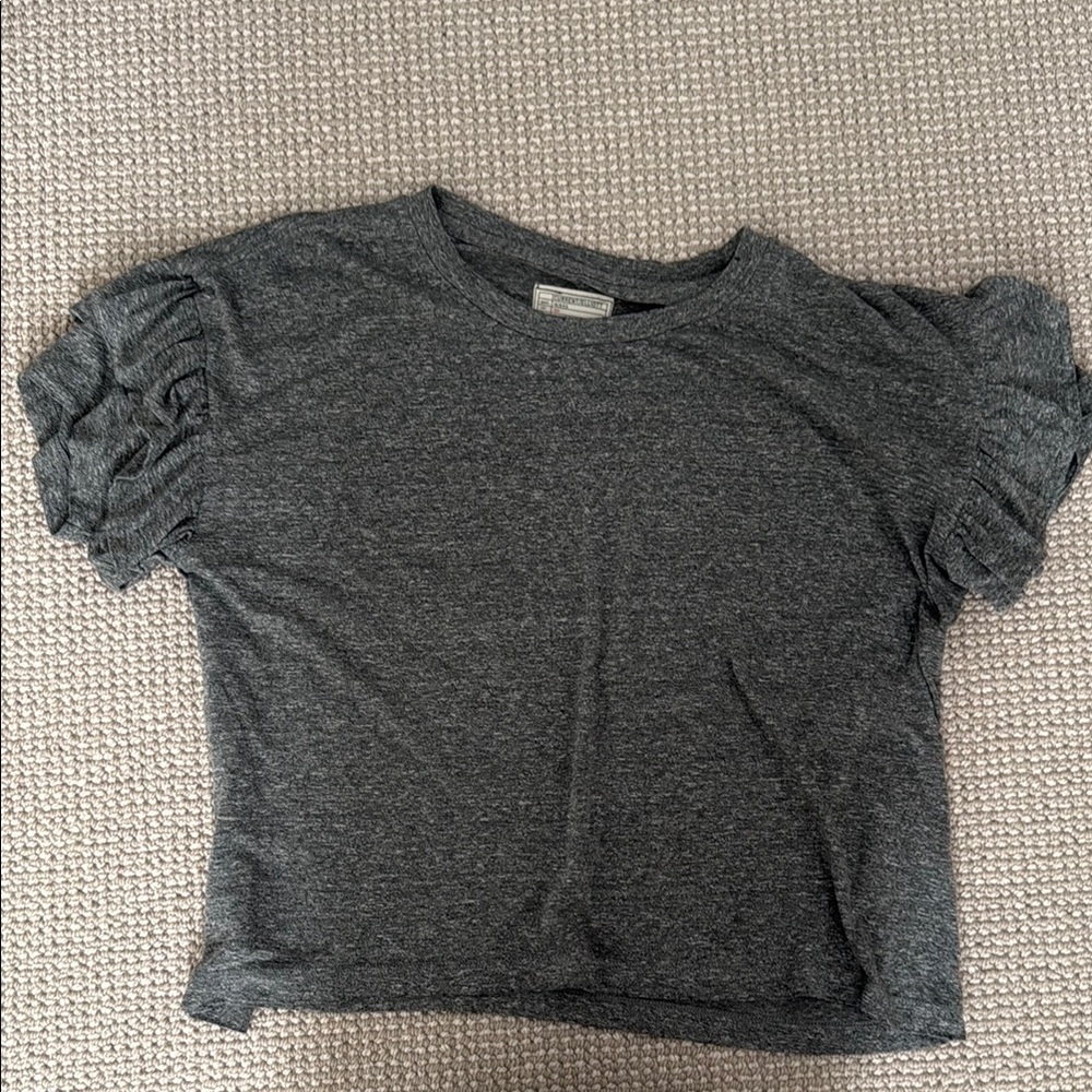 Women's Gray Ruffle Sleeve Top